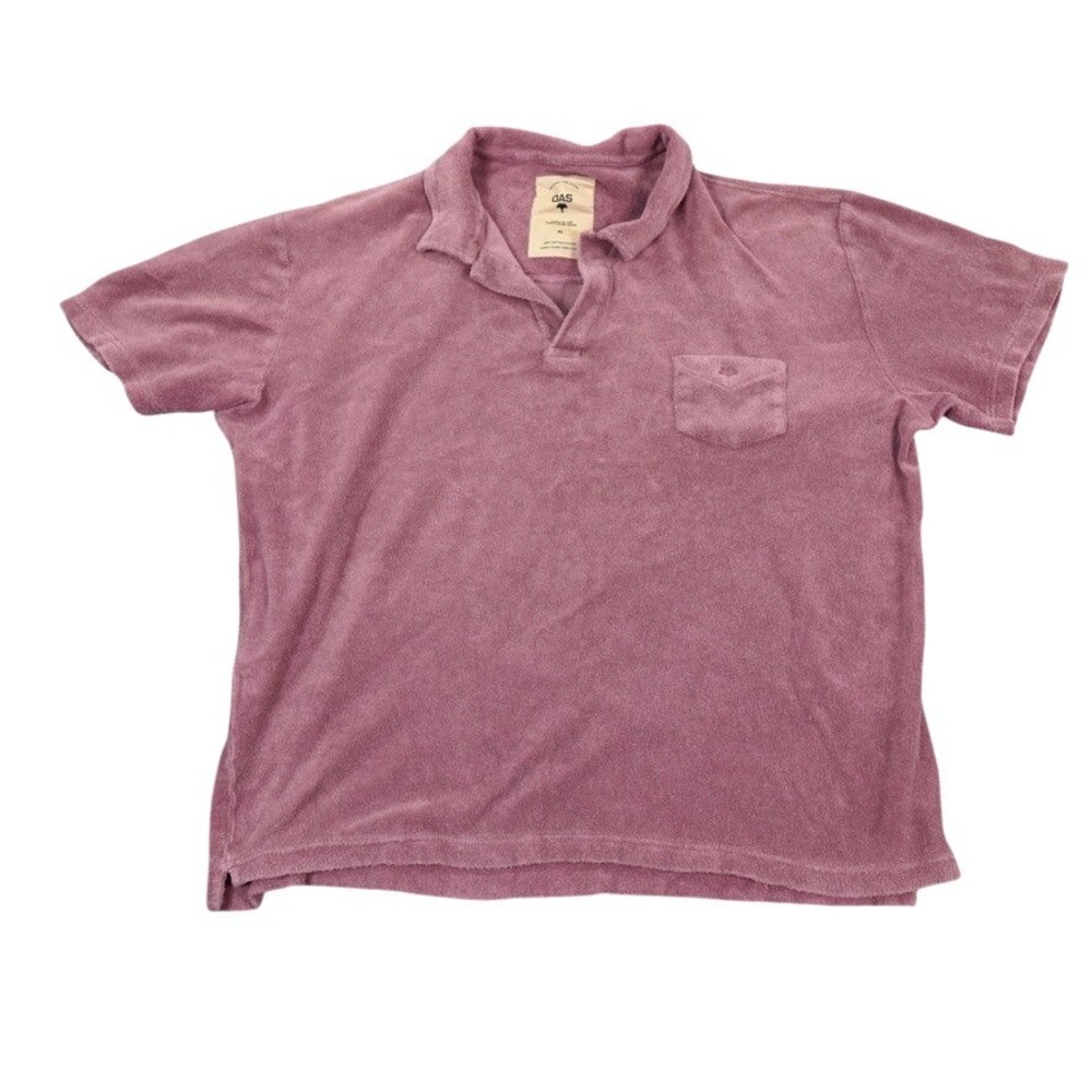 OAS Terry Polo Shirt Mens XL Mauve Soft Cotton Beach Summer Casual Logo Pocket